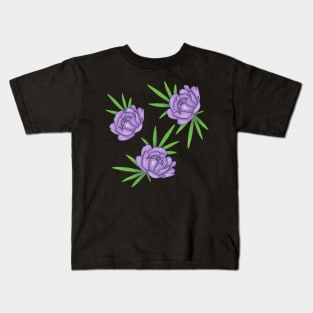 Purple roses with pot leaves Kids T-Shirt